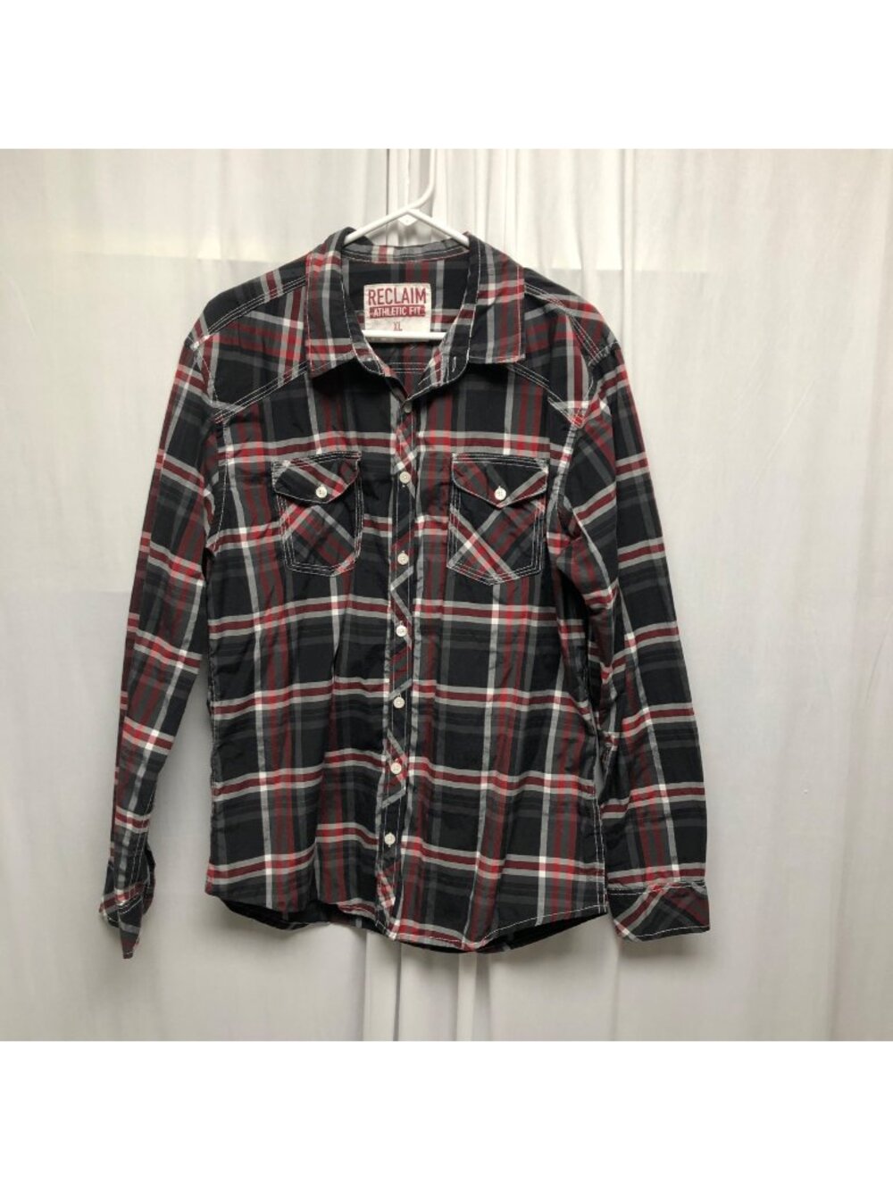 Reclaim Plaid Shirt Mens Size XL Athletic Fit Cotton Long Sleeve Western